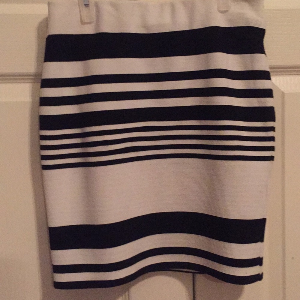 Striped black and white pencil skirt